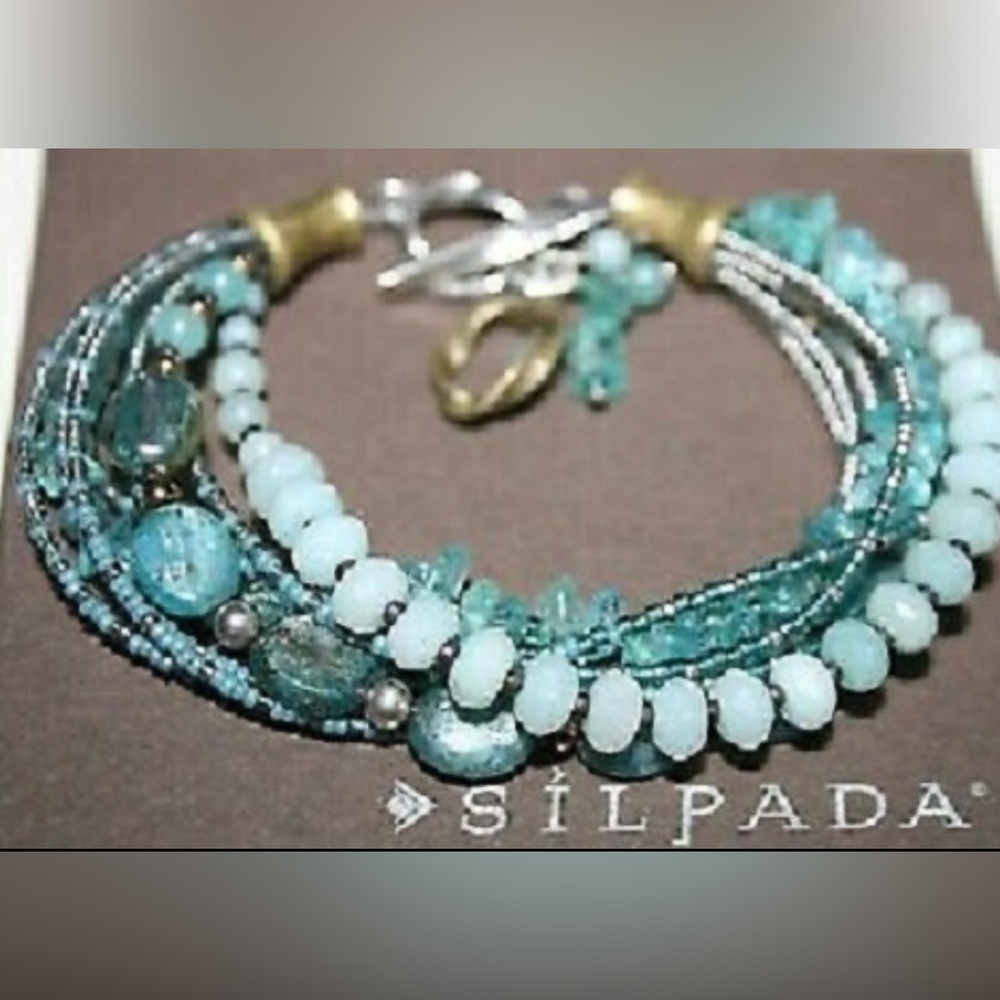 Silpada Turquoise and Silver Beaded Bracelet